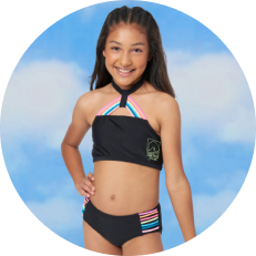 6 To 14 Years Girls Rainbow Bikini Swimsuit Three Piece Swimming Set  Swimsuit
