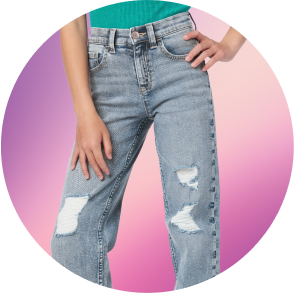 Women's Cute Jeans With Pink And Red Cross Patches - RippedJeans