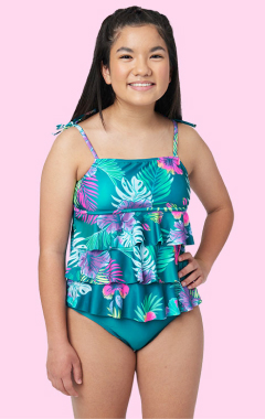 Justice Girls Size 12 Tankini Striped Two-Piece Swimsuit Bathing