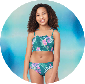 2021 Girls' Solid Color Ruffle Two-Piece Swimwear Set - Cute Kids Bikini  Bathing Suit for Holiday